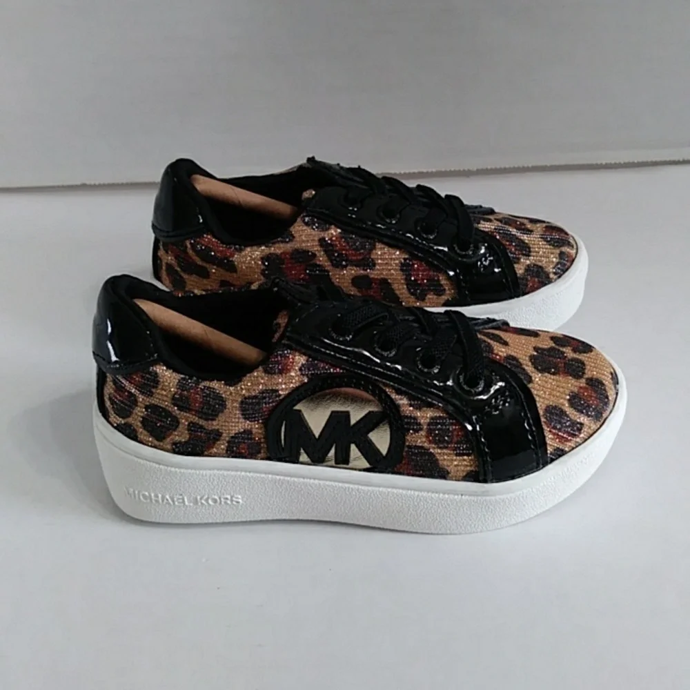 Michael Kors Kids Black & Leopard Print Sneakers Size 6 *NWT* - Picture 4 of 7